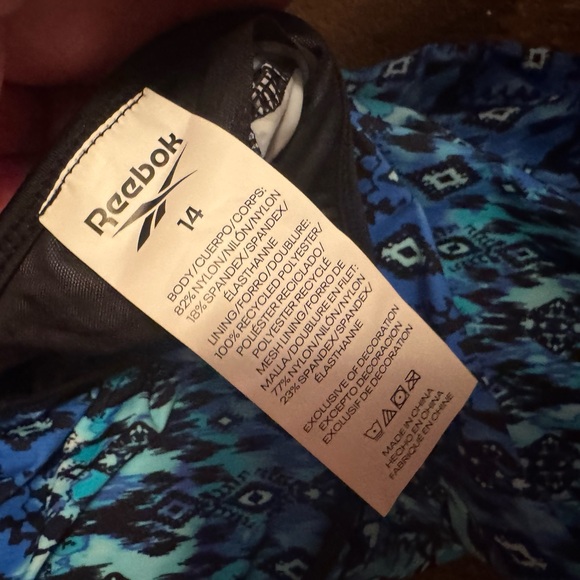Reebok Blue and Black Patterned One Piece Swimsuit - Picture 3 of 5